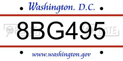 8BG495 District Of Columbia License Plate