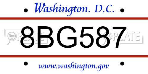 8BG587 District Of Columbia License Plate