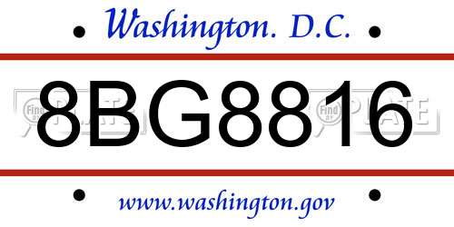 8BG8816 District Of Columbia License Plate