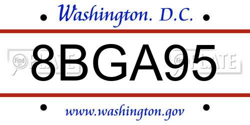8BGA95 District Of Columbia License Plate