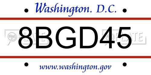 8BGD45 District Of Columbia License Plate