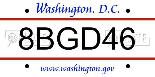 8BGD46 District Of Columbia License Plate