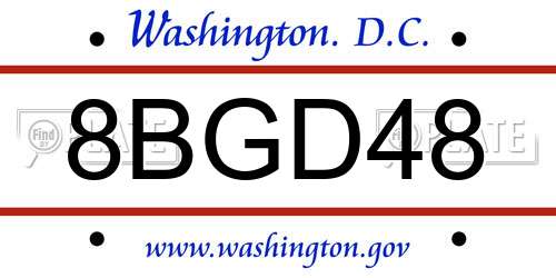 8BGD48 District Of Columbia License Plate