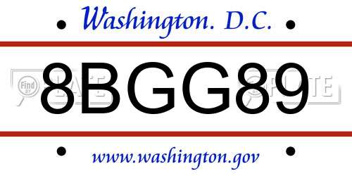 8BGG89 District Of Columbia License Plate