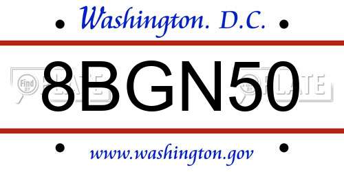 8BGN50 District Of Columbia License Plate
