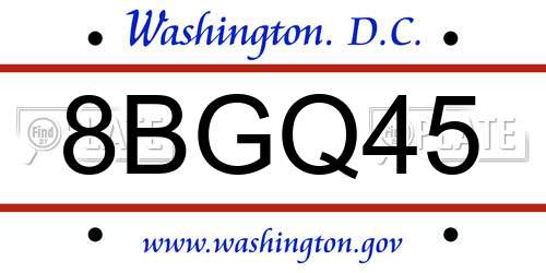 8BGQ45 District Of Columbia License Plate