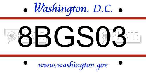 8BGS03 District Of Columbia License Plate