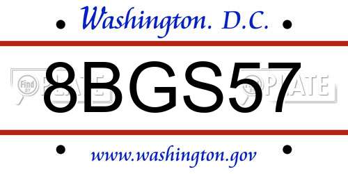 8BGS57 District Of Columbia License Plate