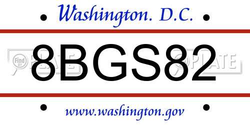 8BGS82 District Of Columbia License Plate