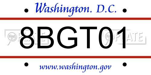 8BGT01 District Of Columbia License Plate