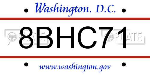 8BHC71 District Of Columbia License Plate