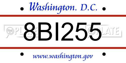 8BI255 District Of Columbia License Plate