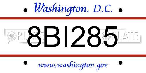8BI285 District Of Columbia License Plate