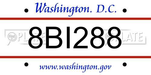 8BI288 District Of Columbia License Plate