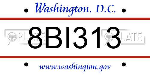 8BI313 District Of Columbia License Plate