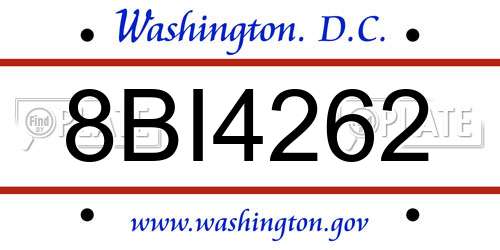 8BI4262 District Of Columbia License Plate