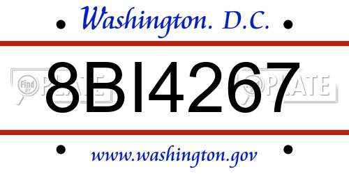 8BI4267 District Of Columbia License Plate