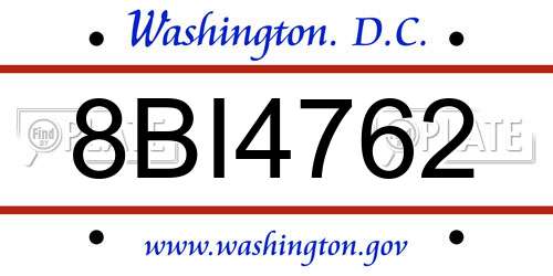 8BI4762 District Of Columbia License Plate