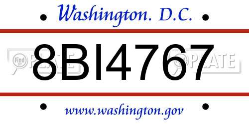 8BI4767 District Of Columbia License Plate
