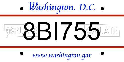 8BI755 District Of Columbia License Plate