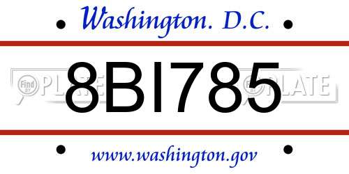 8BI785 District Of Columbia License Plate