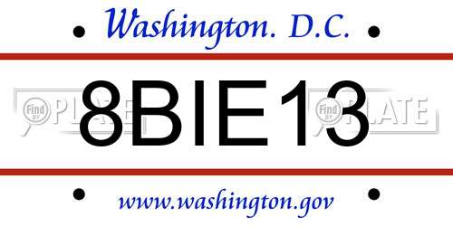 8BIE13 District Of Columbia License Plate