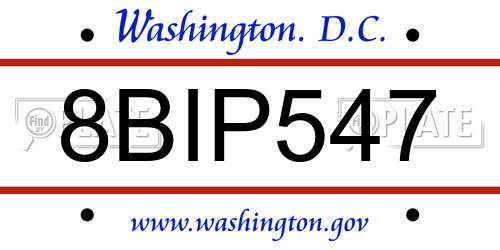 8BIP547 District Of Columbia License Plate