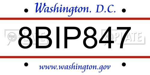 8BIP847 District Of Columbia License Plate