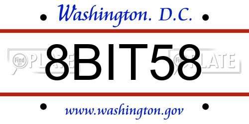 8BIT58 District Of Columbia License Plate