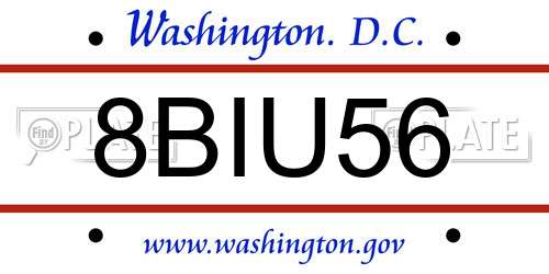 8BIU56 District Of Columbia License Plate