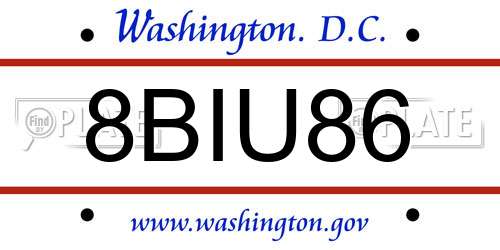 8BIU86 District Of Columbia License Plate