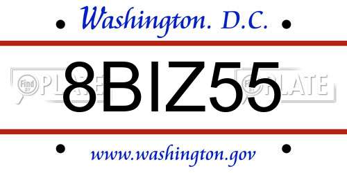 8BIZ55 District Of Columbia License Plate