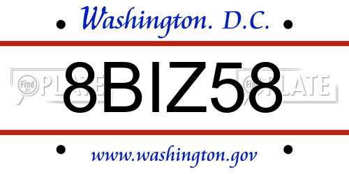 8BIZ58 District Of Columbia License Plate