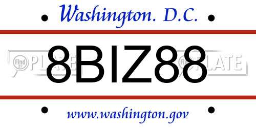8BIZ88 District Of Columbia License Plate
