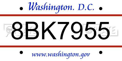 8BK7955 District Of Columbia License Plate