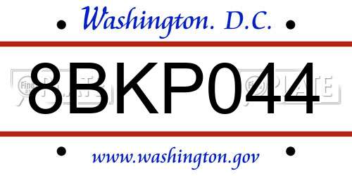 8BKP044 District Of Columbia License Plate