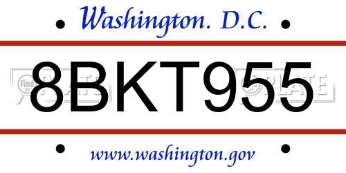 8BKT955 District Of Columbia License Plate