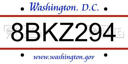 8BKZ294 District Of Columbia License Plate