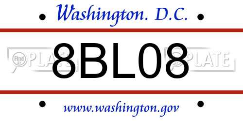 8BL08 District Of Columbia License Plate