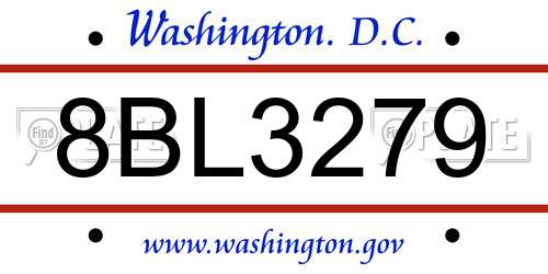 8BL3279 District Of Columbia License Plate