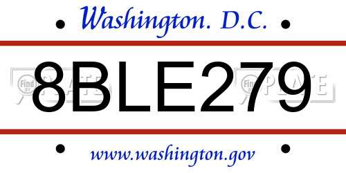 8BLE279 District Of Columbia License Plate