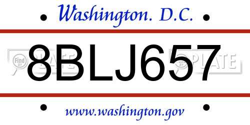 8BLJ657 District Of Columbia License Plate