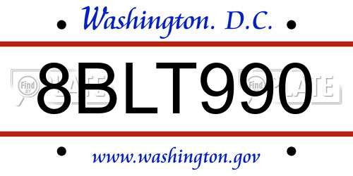 8BLT990 District Of Columbia License Plate