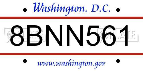 8BNN561 District Of Columbia License Plate