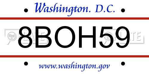 8BOH59 District Of Columbia License Plate