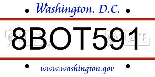 8BOT591 District Of Columbia License Plate