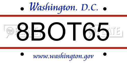 8BOT65 District Of Columbia License Plate