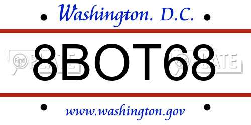 8BOT68 District Of Columbia License Plate