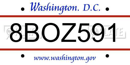 8BOZ591 District Of Columbia License Plate