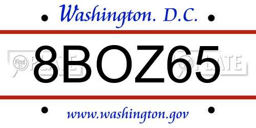 8BOZ65 District Of Columbia License Plate